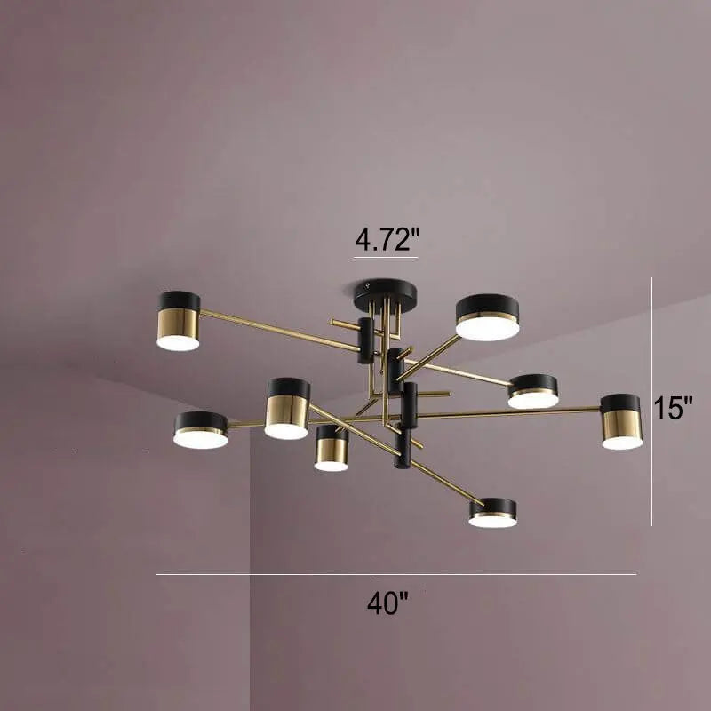 Modern Minimalist Black Gold Balanced 4-8 Light Semi-Flush Mount Light Cuvalon