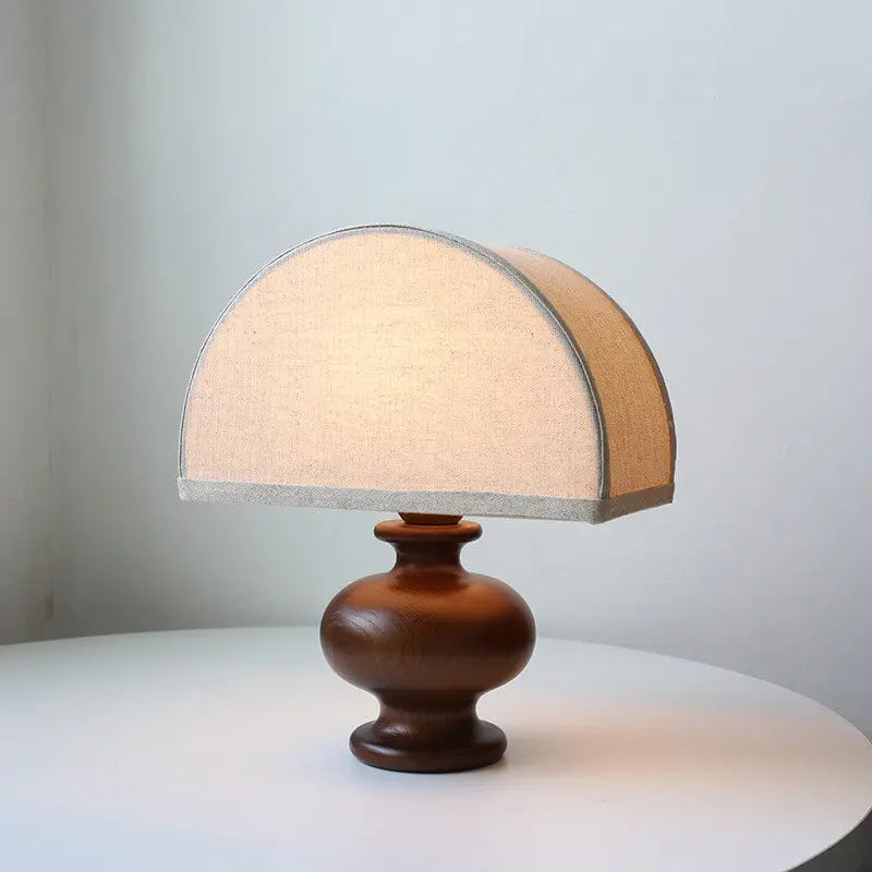 Japanese Wabi-sabi Vintage Solid Wood Fabric 1-Light Table Lamp Cuvalon