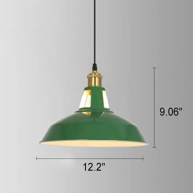 Industrial Vintage Green Iron Dome Cone 1-Light Pendant Light Cuvalon