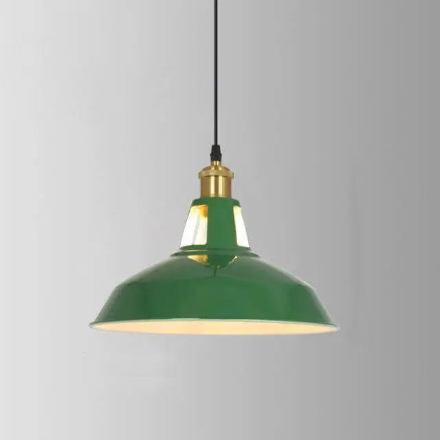 Industrial Vintage Green Iron Dome Cone 1-Light Pendant Light Cuvalon