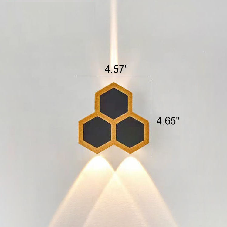 Outdoor Simple Hexagonal Combination Black Gold LED Wall Sconce Lamp Cuvalon