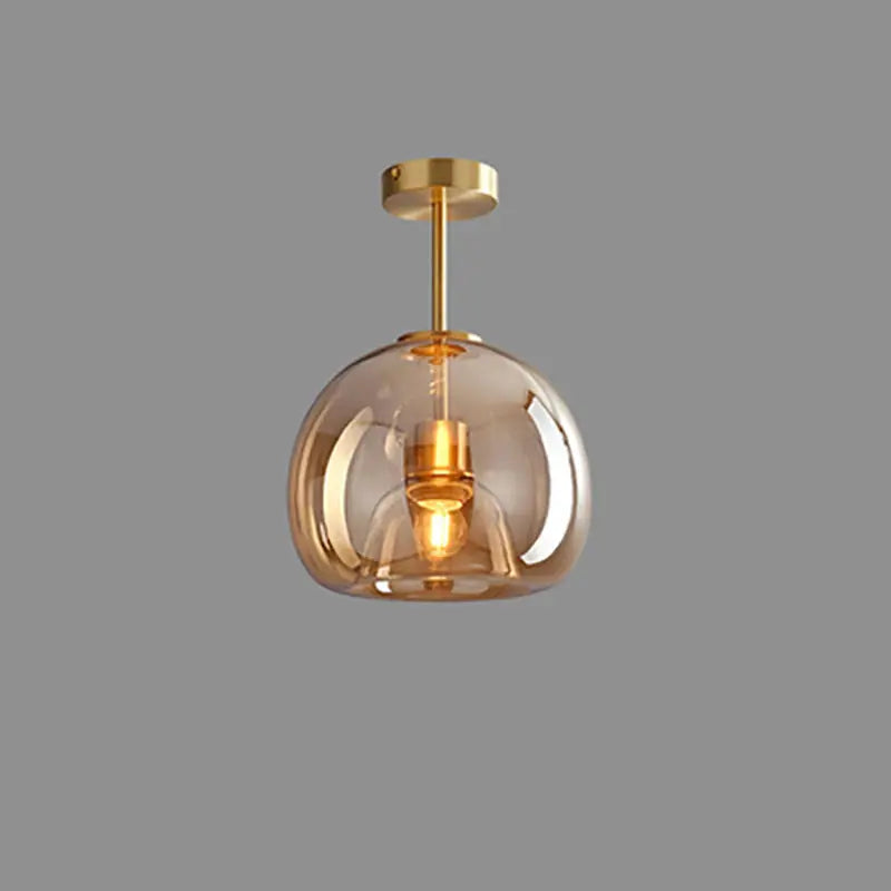 Nordic Light Luxury Round Glass Ball 1-Light Semi-Flush Mount Ceiling Light Cuvalon