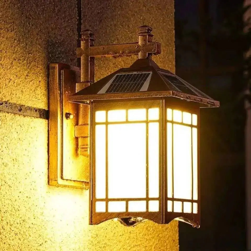 Modern Waterproof Solar Aluminum Chinese Pavilion Shape 1-Light Wall Sconce Lamp Cuvalon