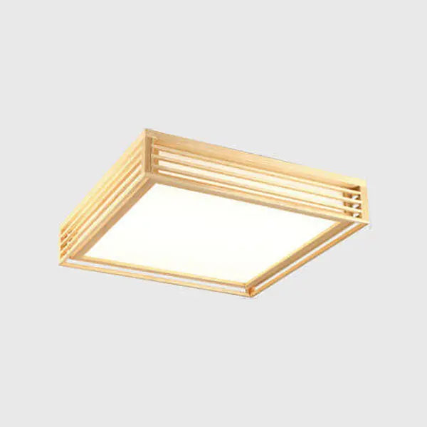 Nordic Solid Wood Square LED Japanese Tatami Flush Mount Ceiling Light Cuvalon