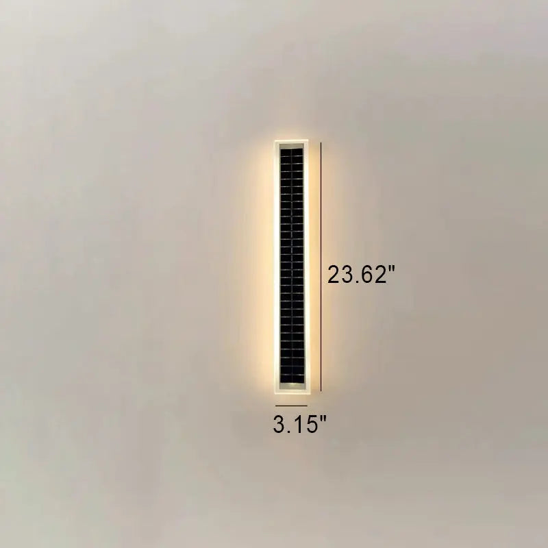 Minimalist Outdoor Solar Rectangular Strip Waterproof Patio LED Wall Sconce Lamp Cuvalon