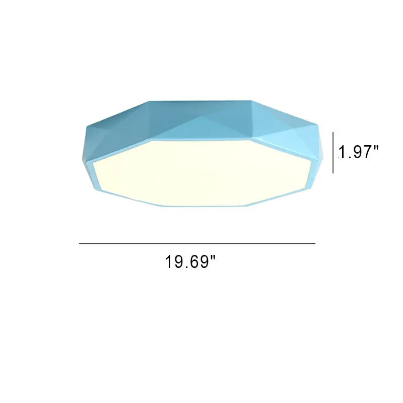 Nordic Macaron Diamond Geometry Iron Acrylic LED Flush Mount Ceiling Light Cuvalon