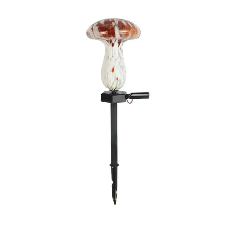 Contemporary Creative Colorful Mushroom Glass Shape LED Solar Waterproof Lawn Insert Light For Garden Cuvalon