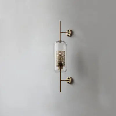 Contemporary Industrial Cylinder Glass Shade Iron Finish Frame 1-Light Wall Sconce Lamp For Bedroom Cuvalon
