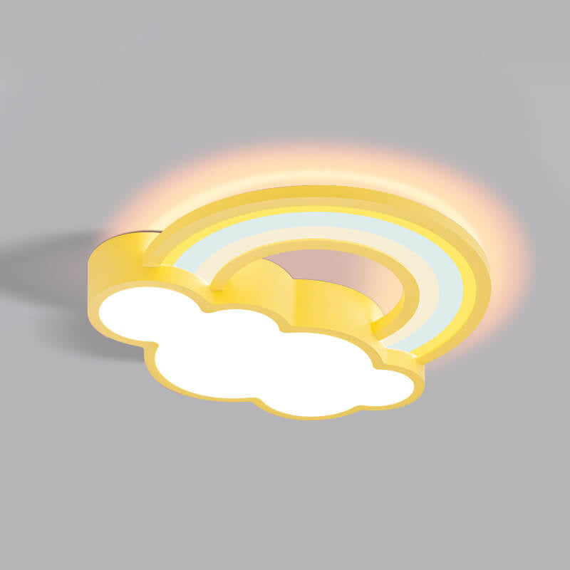 Childlike Cartoon Rainbow Cloud Design LED Flush Mount Light Cuvalon