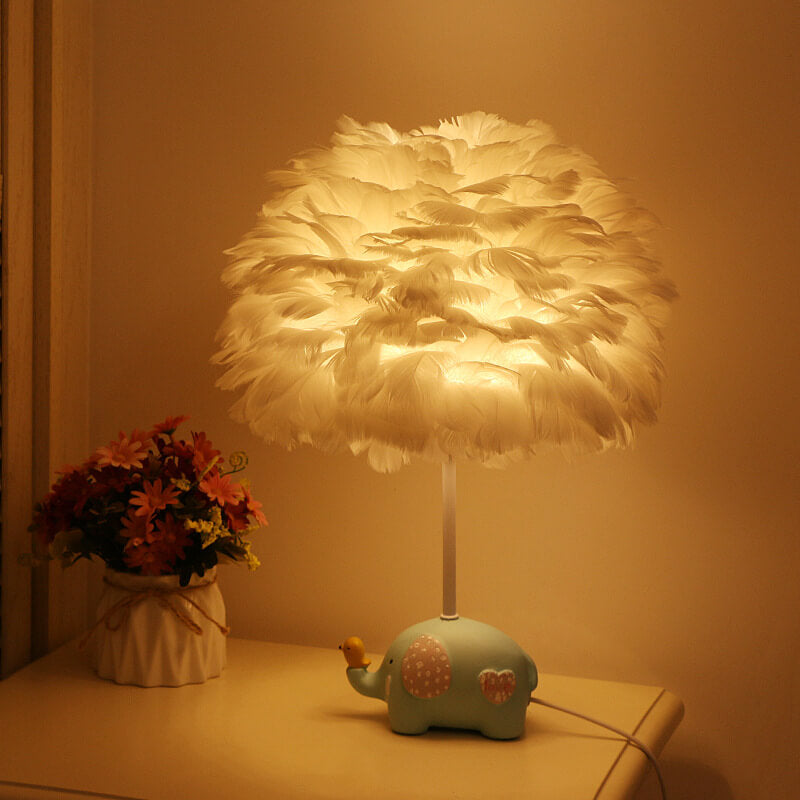 Modern Creative Unicorn Feather Children 1-Light Table Lamp Cuvalon