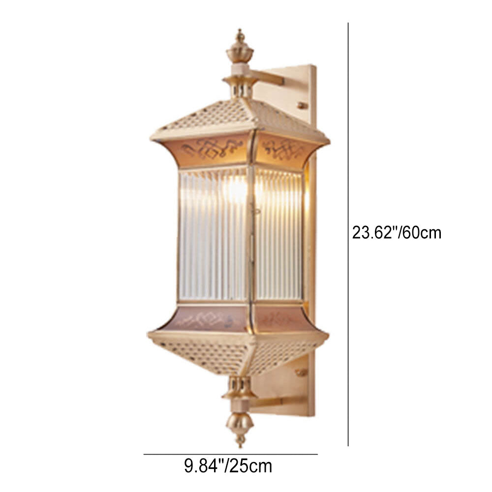 Contemporary Industrial Brass Finish Frame Glass Shade 1/3-Light Wall Sconce Lamp For Outdoor Patio Cuvalon