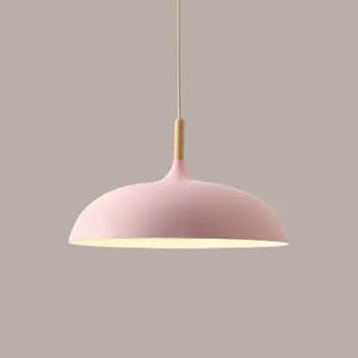 Modern Metal Wooden Top 1-Light Dome Pendant Light Cuvalon