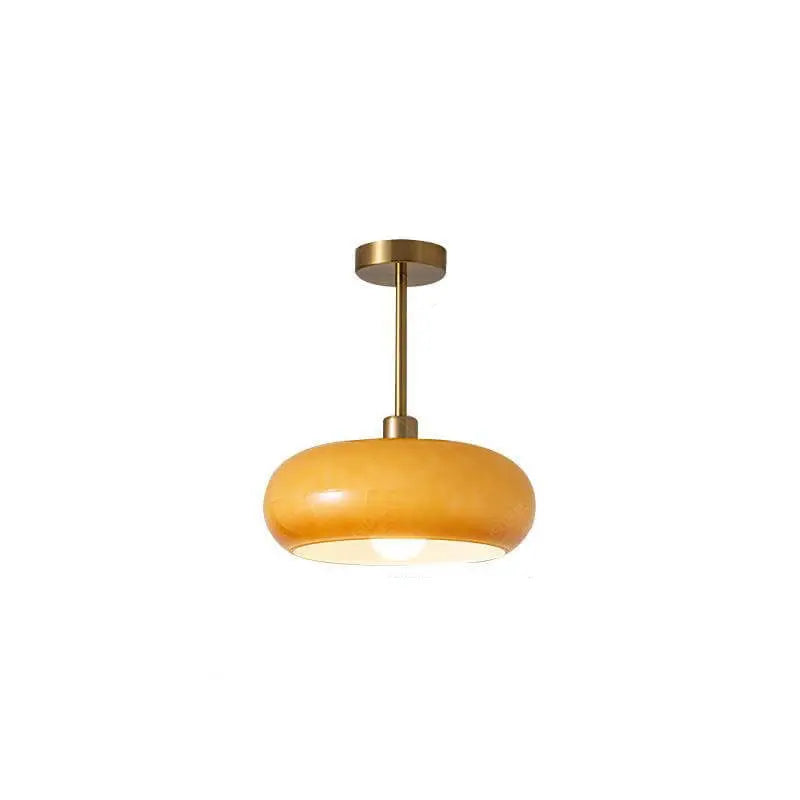 Modern Retro Round Solid Color Glass Electroplated Copper  1-Light Pendant Light Flush Mount Light Cuvalon