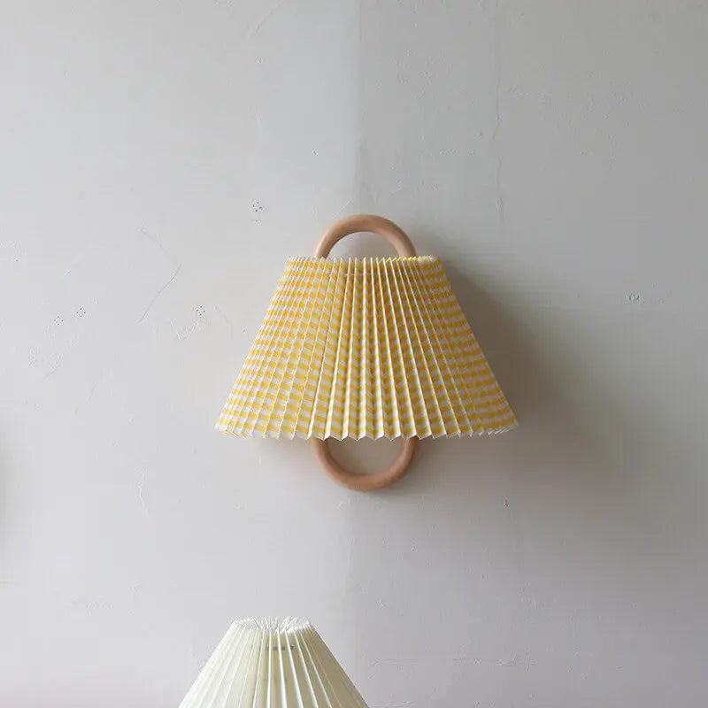 Modern Original Solid Wood Pleated Semi-Circle 1-Light Wall Sconce Lamp Cuvalon