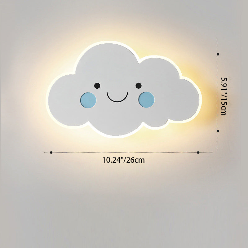 Contemporary Creative Cartoon Smiley Cloud Iron Acrylic Shade LED Kids Wall Sconce Lamp For Bedroom Cuvalon