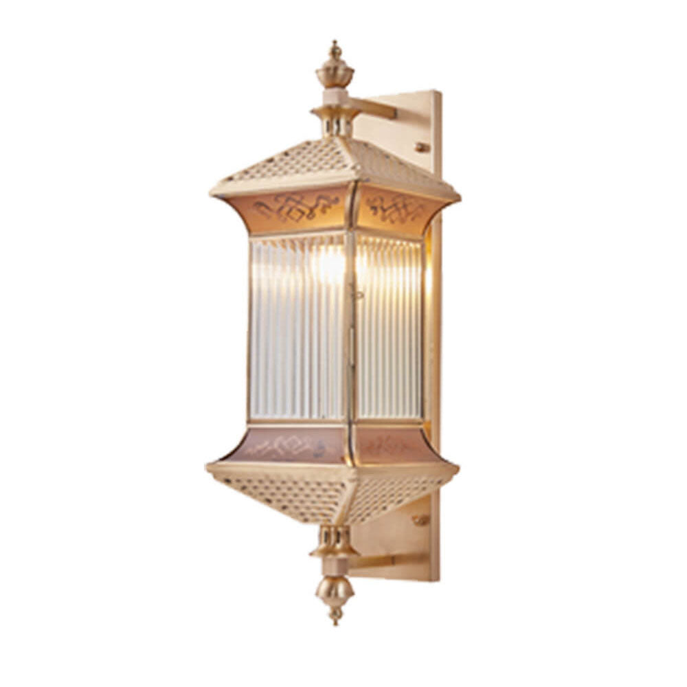 Contemporary Industrial Brass Finish Frame Glass Shade 1/3-Light Wall Sconce Lamp For Outdoor Patio Cuvalon