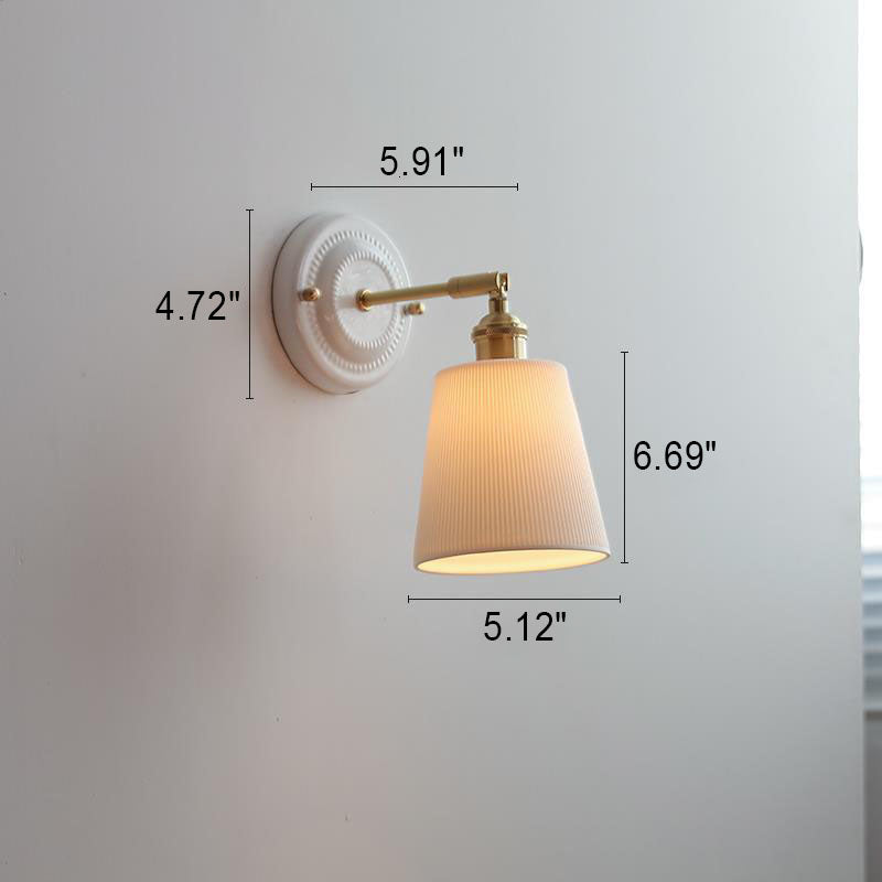 Vintage Japanese Ceramic Brass 1-Light Wall Sconce Lamp Cuvalon