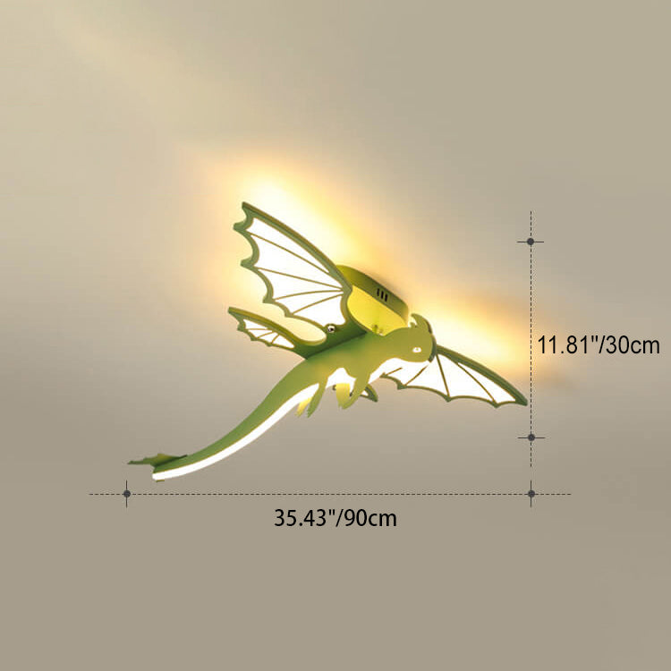 Contemporary Creative Acrylic Cartoon Dinosaur LED Semi-Flush Mount Ceiling Light For Bedroom Cuvalon