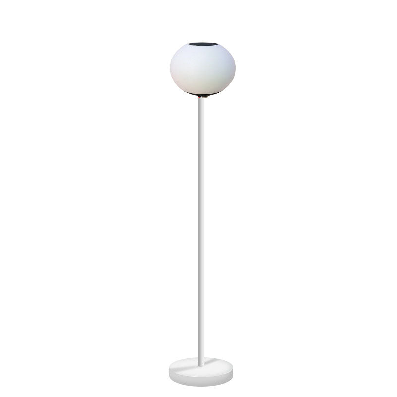Solar Modern Minimalist Wrought Iron PE Oval LED Outdoor Standing Floor Lamp Cuvalon