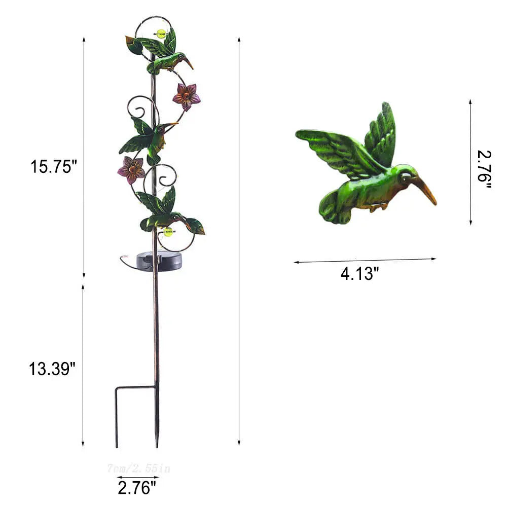 Solar Iron Hummingbird Butterfly Dragonfly Garden Lawn Landscape Light Cuvalon