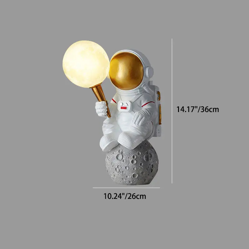 Contemporary Creative Cartoon Astronaut Resin ABS 1-Light Wall Sconce Lamp For Bedroom Cuvalon