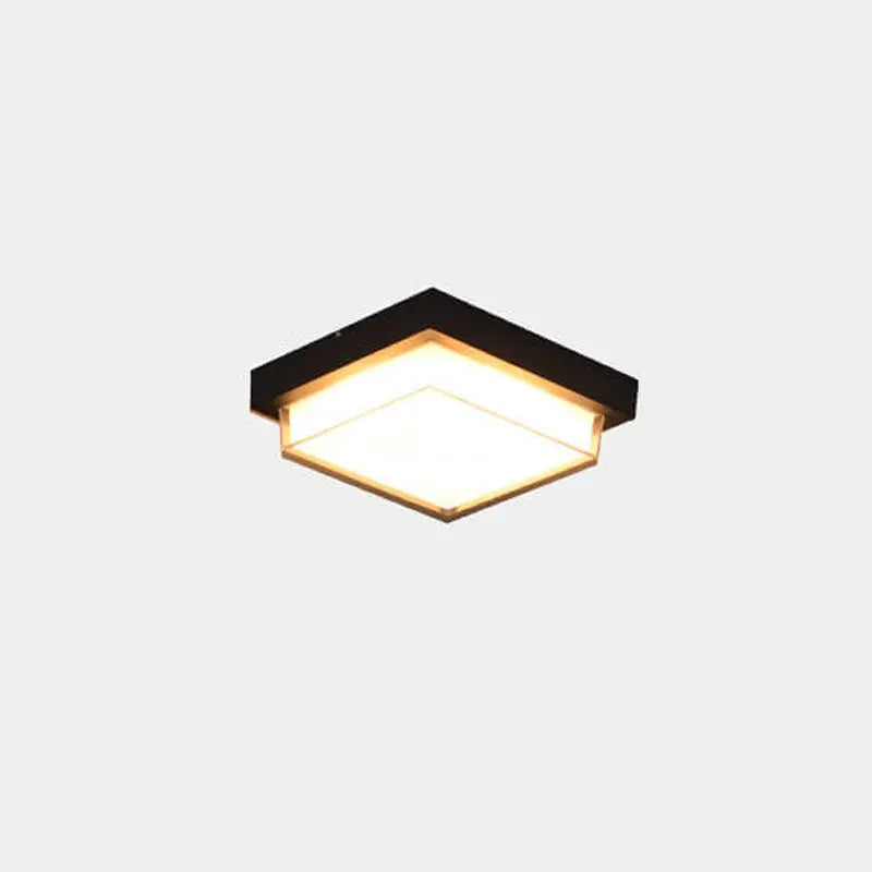 Modern Outdoor Square Aluminum Acrylic Induction LED Flush Mount Ceiling Light Cuvalon