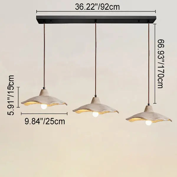 Japanese Vintage Flower Shape Lampshade Cement 1/2/3-Light Island Light Chandelier Cuvalon