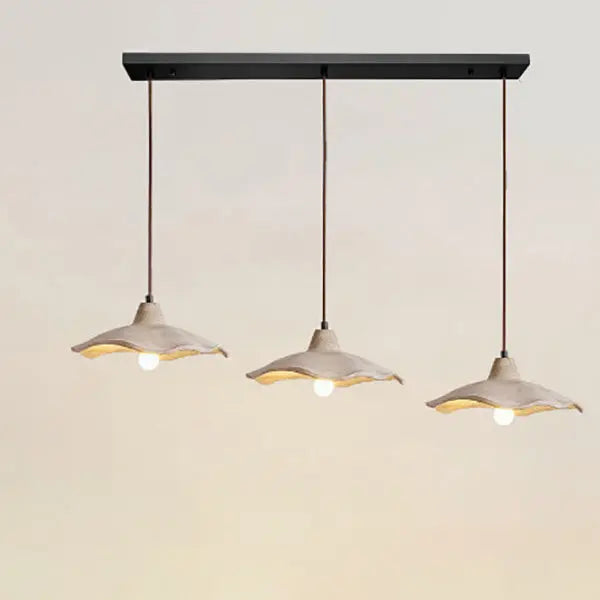 Japanese Vintage Flower Shape Lampshade Cement 1/2/3-Light Island Light Chandelier Cuvalon