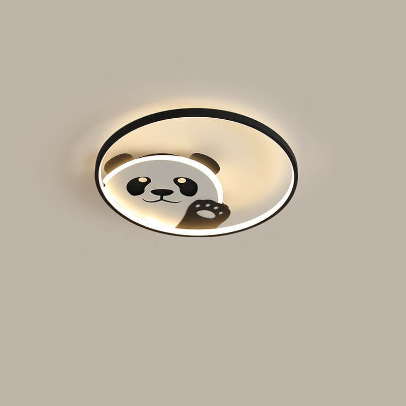 Cartoon Cute Panda Round LED Flush Mount Ceiling Light Cuvalon