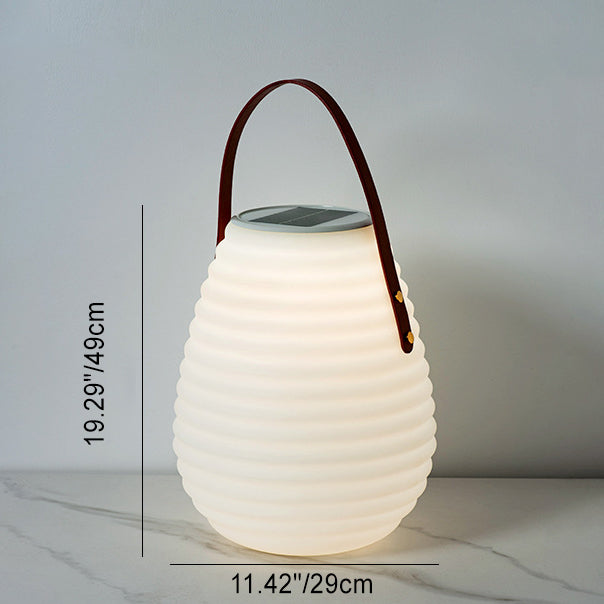Modern Minimalist Solar Waterproof Leather PE Cylinder Striped Lantern Portable LED Landscape Lighting Outdoor Light For Outdoor Patio Cuvalon