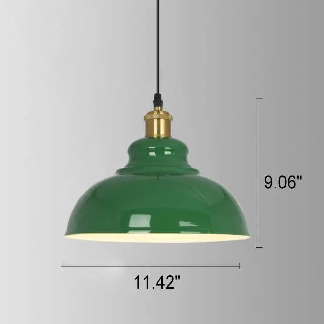 Industrial Vintage Green Iron Dome Cone 1-Light Pendant Light Cuvalon