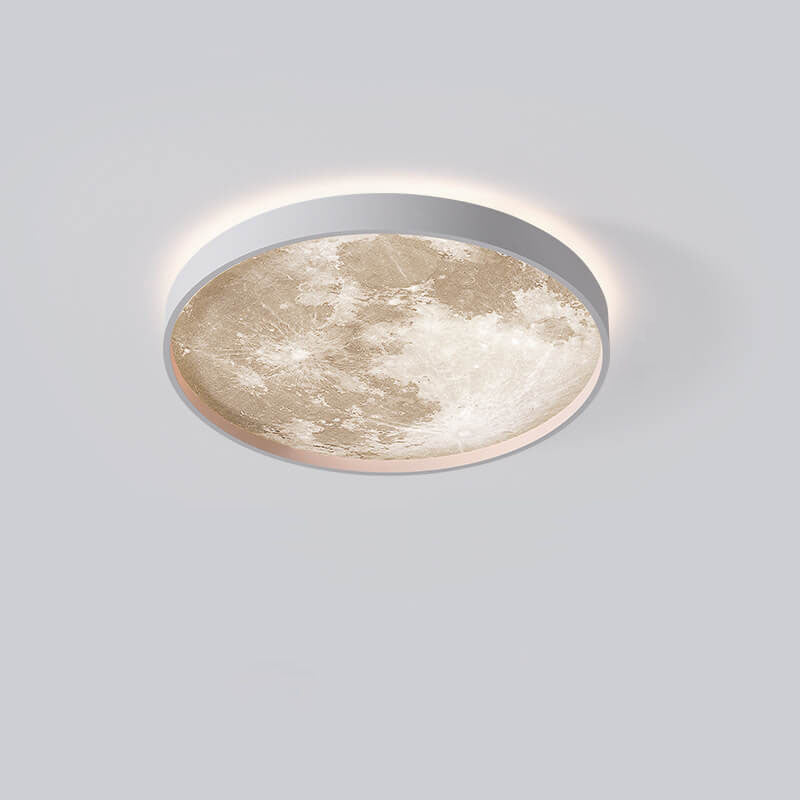 Nordic Creative Moon Round LED Flush Mount Ceiling Light Cuvalon