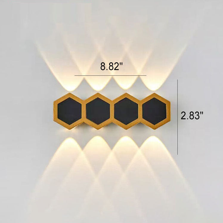 Outdoor Simple Hexagonal Combination Black Gold LED Wall Sconce Lamp Cuvalon