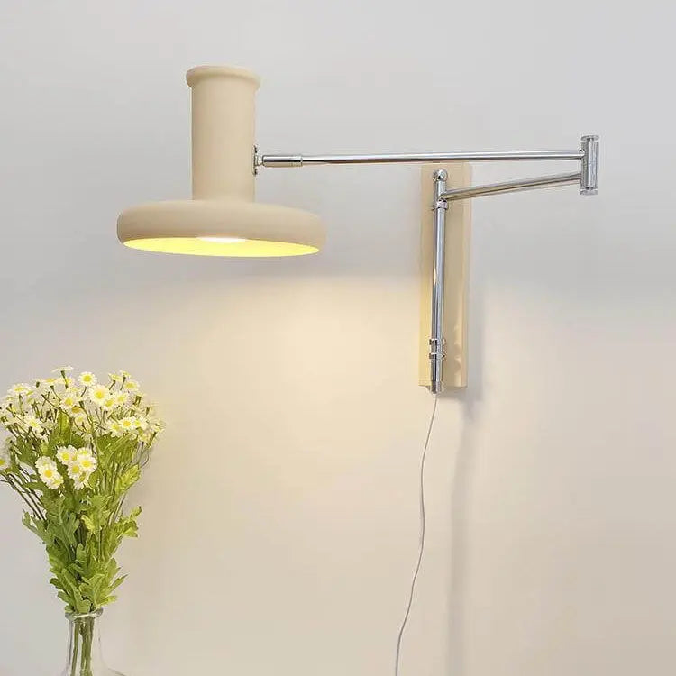 Nordic Minimalist  Beige Swing Arm 1-Light Wall Sconce Lamp Cuvalon