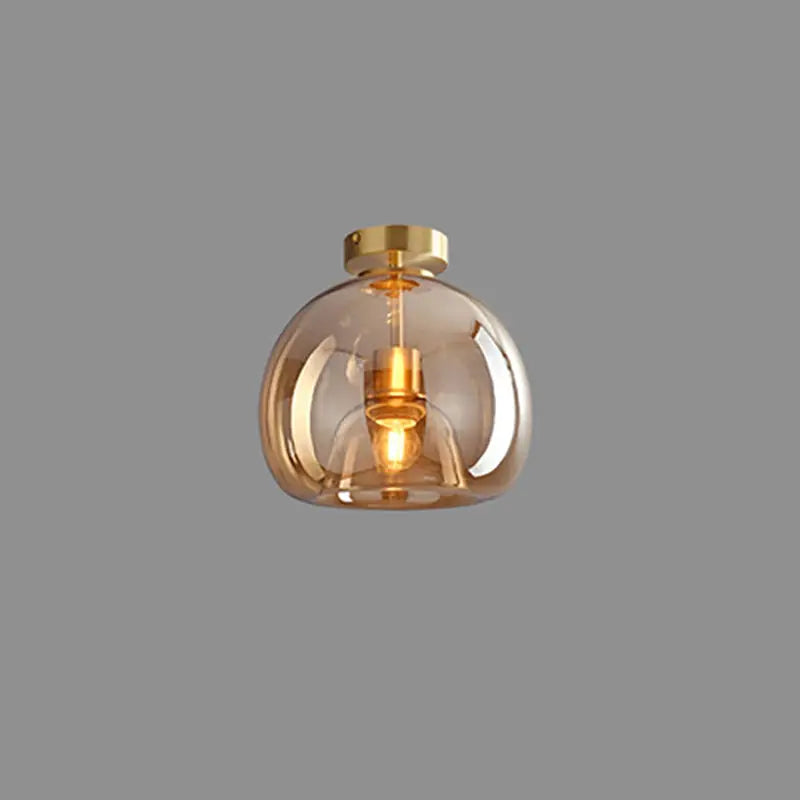 Nordic Light Luxury Round Glass Ball 1-Light Semi-Flush Mount Ceiling Light Cuvalon