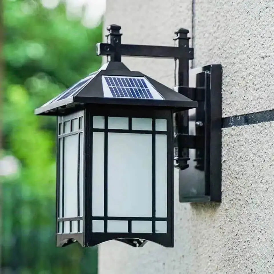 Modern Waterproof Solar Aluminum Chinese Pavilion Shape 1-Light Wall Sconce Lamp Cuvalon