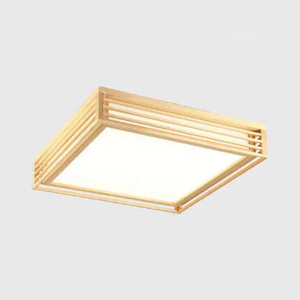 Nordic Solid Wood Square LED Japanese Tatami Flush Mount Ceiling Light Cuvalon