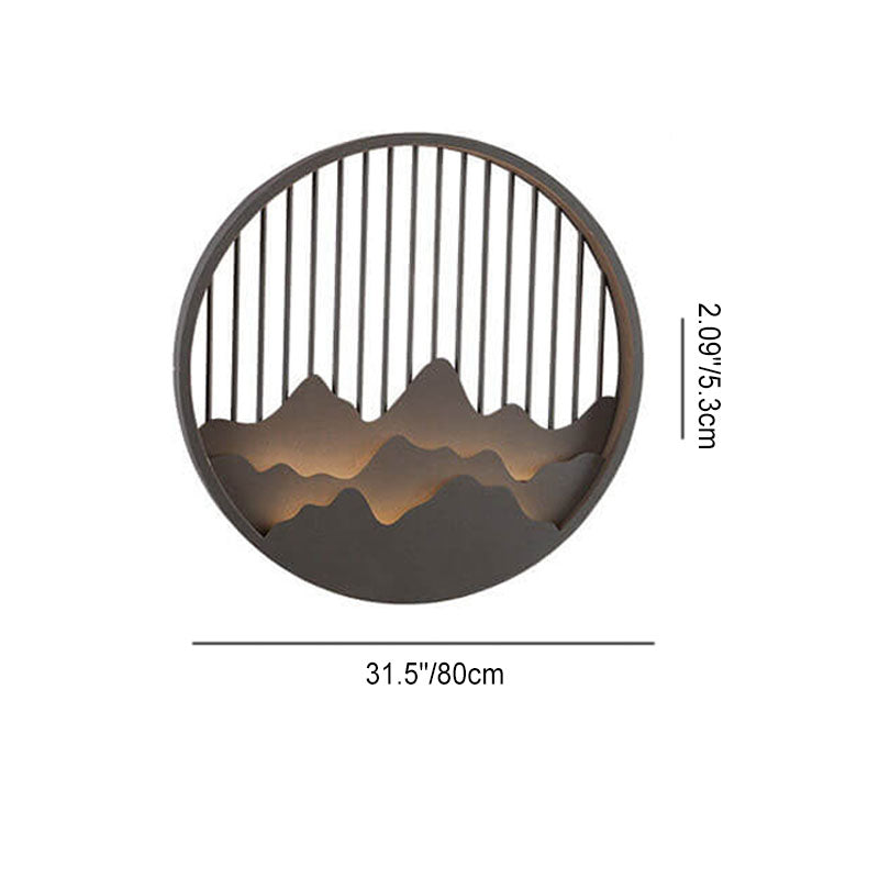 Chinese Modern Round Mountain Stainless Steel PC LED Waterproof Outdoor Wall Sconce Light Cuvalon