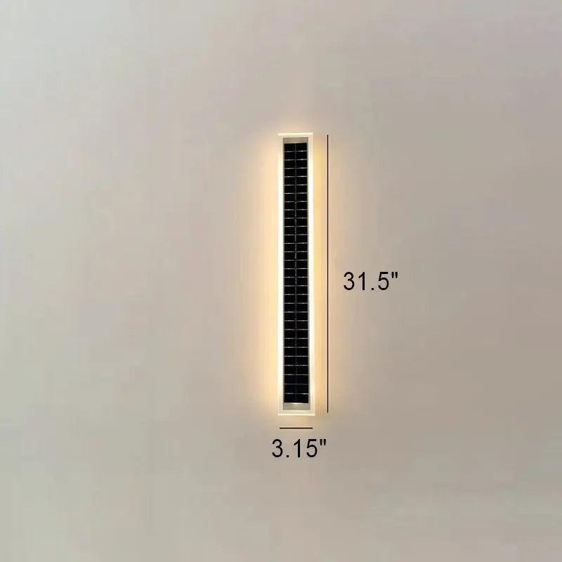 Minimalist Outdoor Solar Rectangular Strip Waterproof Patio LED Wall Sconce Lamp Cuvalon