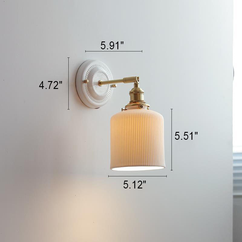 Vintage Japanese Ceramic Brass 1-Light Wall Sconce Lamp Cuvalon