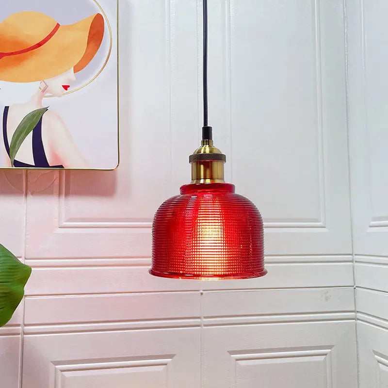 Vintage Textured Lattice Glass 1-Light Pendant Light Cuvalon