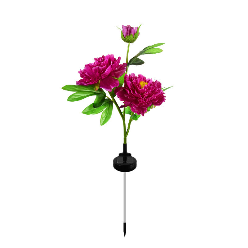 Contemporary Creative Solar Peony Flower LED Waterproof Lawn Landscape Insert Light For Outdoor Patio Cuvalon