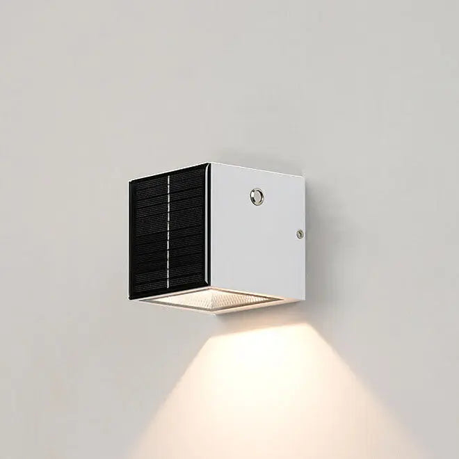Modern Solar Black Rectangular Die-Cast Aluminum Solar LED Outdoor Wall Light Cuvalon