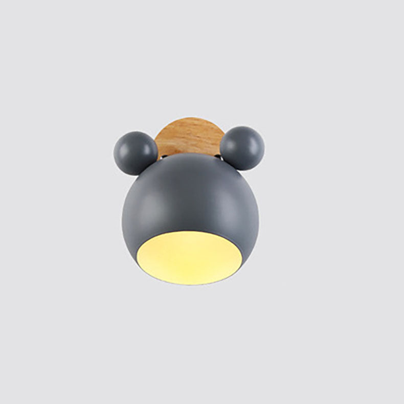 Nordic Cartoon Bear Dome 1-Light Kids Wall Sconce Lamp Cuvalon