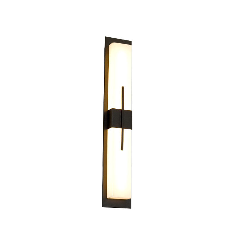 Outdoor Minimalist Rectangular Stainless Steel Acrylic LED Waterproof Wall Sconce Lamp Cuvalon