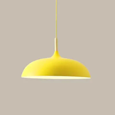Modern Metal Wooden Top 1-Light Dome Pendant Light Cuvalon