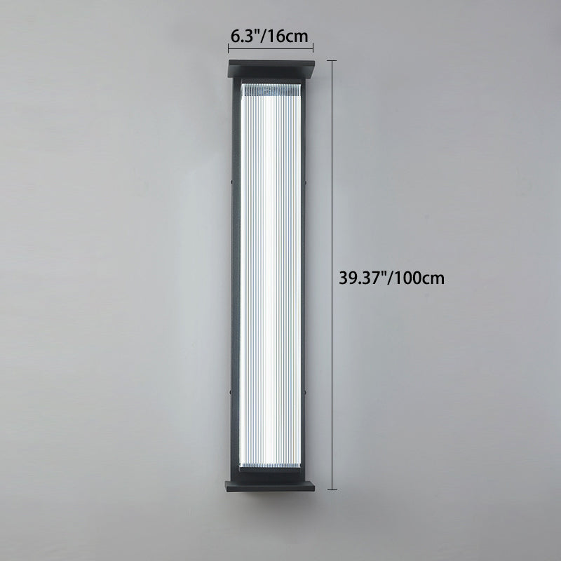 Modern Minimalist Waterproof Rectangular Stainless Steel Acrylic LED Wall Sconce Lamp For Outdoor Patio Cuvalon