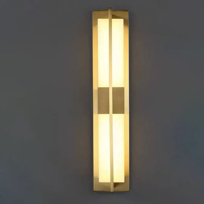 Modern Transitional Rectangular Copper Marble LED Outdoor Wall Sconce Lamp For Outdoor Patio Cuvalon