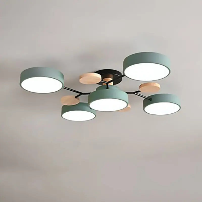 Contemporary Scandinavian Round Molecule Branch Design LED Semi-Flush Mount Ceiling Light For Living Room Cuvalon
