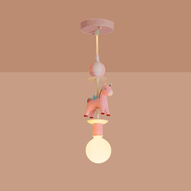Modern Children's Carousel Eye Protection Resin Iron 1/7/11 Light Flush Mount Ceiling Light Cuvalon